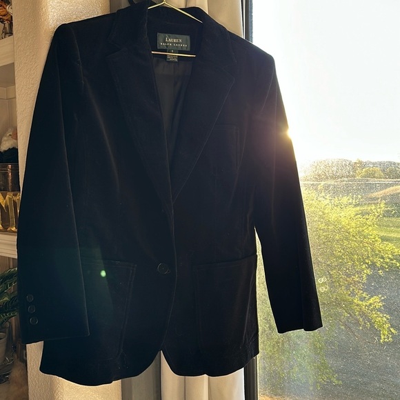 Lauren Ralph Lauren Black Velvet Blazer Dress Jacket One Button  Size Small - Picture 4 of 12